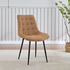 Chaises de cuisine modernes et bon marché, sans accoudoirs, pieds en métal, revêtement en velours brun, pour îlot de cuisine - Product Image 5