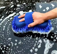 Éponge de lavage de voiture en microfibre chenille ultra-fine, outil multifonctionnel pour le detailing et le nettoyage automobile, outil de cirage en mousse