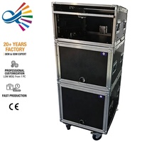 Flight case pour amplificateur personnalisé de 2U à 24U avec rails réglables et portes coulissantes