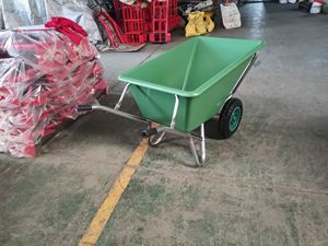 <span class=keywords><strong>Brouette</strong></span> de <span class=keywords><strong>jardin</strong></span> YUANTAI WB641 160 L à 2 roues, <span class=keywords><strong>légère</strong></span> et durable en plastique vert, avec double roue, montage facile - Product Image 3