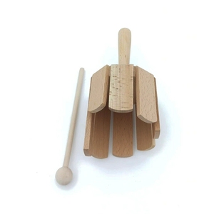 Vente en gros de agitateurs à plusieurs lames en bois de hêtre naturel pour l'éveil musical et l'entraînement rythmique des enfants d'âge préscolaire - Product Image 4