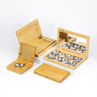 Boîte de maquillage naturelle personnalisée Palette d'ombres à paupières bio avec miroir Conteneur de maquillage en bambou Peinture compacte