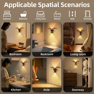Nordic Wireless sensore di movimento magnetico renna luce da parete USB luce notturna ricaricabile scala camera da letto lampade LED da parete comodino - Product Image 6