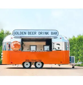 Hete Verkopende Mobiele Fastfoodkar Airstream Mobiele Koffieverkoop 1/5 Mobiele Stree Food Trolley Suikerspin Popcornmaker