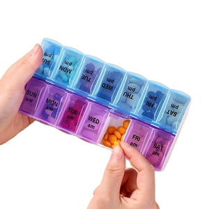Vente en gros 7 jours Boîte à médicaments Boîte à pilules de rangement de poche Organisateur de pilules hebdomadaire à 14 compartiments 14 étuis Boîtes à pilules - Product Image 1