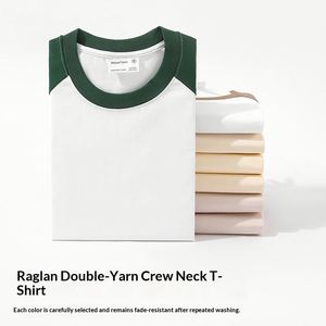 แฟชั่นฤดูร้อนสำหรับผู้ชายสไตล์วินเทจลายปะติด รุ่น 642 # ผ้าฝ้ายแท้ 280 กรัม 32 เส้นด้ายคู่ ระบายอากาศได้ดี ทรงหลวม แขนเสื้อแบบแร็กแลน - Product Image 3