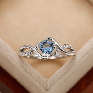 Anello Elegante a Forma d'Onda di Colore Blu per Donne - Product Image 6