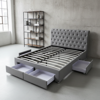 Lit de rangement moderne en cuir et tissu capitonné Prado avec design diamant, imperméable et résistant à l'usure XDS SOB1093 pour mobilier de chambre