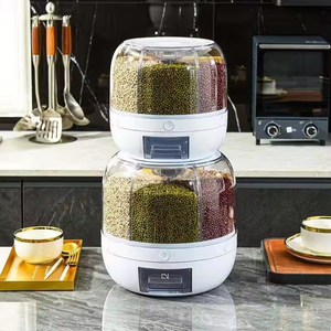 Plastic Durable <b>Portable</b> Rice & Food Grain Dispenser Moisture-Proof 6-Grid Rotating <b>Fridge</b> Storage Container Carton - Product Image 4