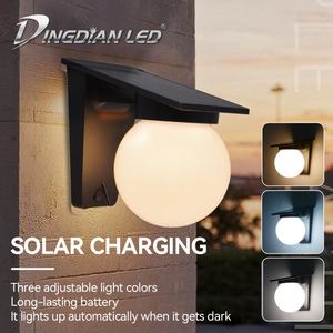 NUEVA Lámpara Solar de Pared para Exteriores, Impermeable, para Patio, Jardín, Villa, Lámpara Decorativa Redonda Tricolor, Lámpara Solar de Pared - Product Image 2