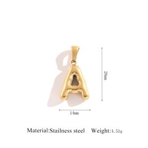 P219 Meilleures ventes Breloques en acier inoxydable plaqué or 18 carats, lettres bulle hip-hop chrétiennes mignonnes et originales, vente en gros pour la création de bijoux DIY - Product Image 5