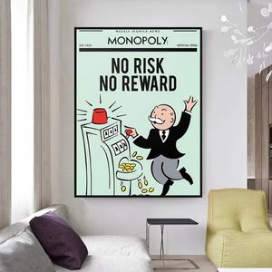 Quadro su Tela Graffiti Monopoly No Risk No Reward <span class=keywords><strong>Poster</strong></span> e Stampe Arte Murale per Soggiorno Camera <span class=keywords><strong>da</strong></span> <span class=keywords><strong>Letto</strong></span> Decorazione Casa - Product Image 5