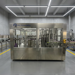 Ligne d'embouteillage d'eau minérale entièrement automatique Aim Technologies avec commande PLC, machine de remplissage en acier inoxydable - Product Image 1