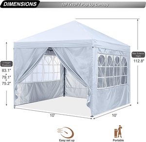 Abccanopy <span class=keywords><strong>10x10</strong></span> bật lên tán Lều kèm theo ngay lập tức tán nơi trú ẩn với nén bên tường nhà thờ cửa sổ, không thấm nước lều ngoài trời - Product Image 2
