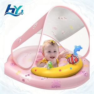 Nouveau design 2025 – Siège flottant gonflable pour bébé avec auvent pare-soleil, en PVC bleu, pour l'apprentissage de la natation, 90x75.6cm - Product Image 1