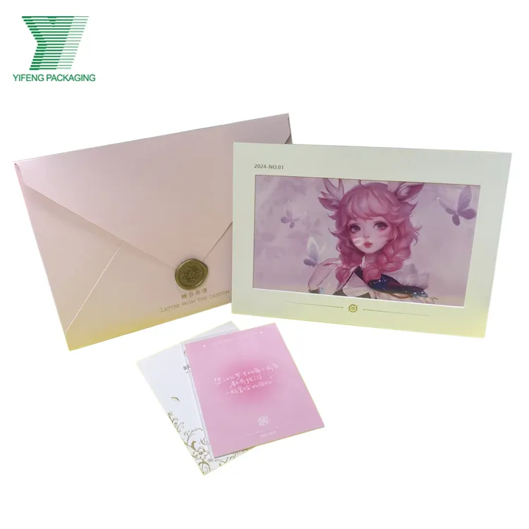 Envelope de luxo personalizado para cartão de criatividade, envelope decorativo de cor pérola, folha de ouro, carimbo de cartão, envelope rosa com cera de vedação