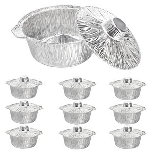 Bol à soupe jetable en aluminium à fond rond, barquettes jetables en aluminium, pot avec couvercles - Product Image 1