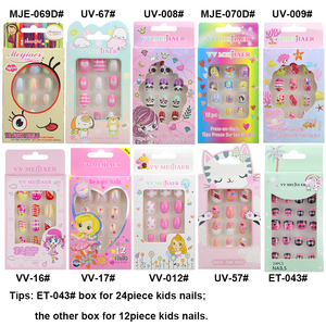 24Pcs stampa su chiodo copertura completa unghie artificiali per bambini bel regalo per bambini bambine bambini unghie finte - Product Image 6