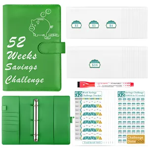 Finance Organizer Notebook Planner Loose Leaf 6 Rings PU Leather 52 Week Saving Money Challenge Budget Book Challenge