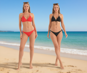 ชุดบิกินี่ผู้หญิงแบบไขว้หลัง ลายดอกไม้ กางเกงทรงที ผ้ายืดสแปนเด็กซ์ โพลีเอสเตอร์ ชุดว่ายน้ำทรงปกติ แบบดันทรง - Product Image 2