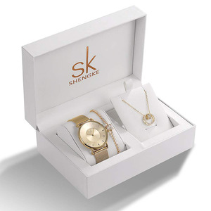 Shengke di Lusso Creativo Delle Donne Oro Set Orecchini Di Cristallo Con Le Signore Del Quarzo Dei Monili Della Vigilanza Del Braccialetto Delle Donne Orologi Set Regali - Product Image 1