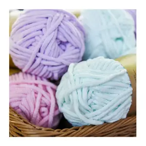 Fancy Crochet Yarn Blankets Scarves Dolls Chenille Chunky Yarn Hand Knitting 100%Polyester Puffy Yarn For Crochet Stuff Animals