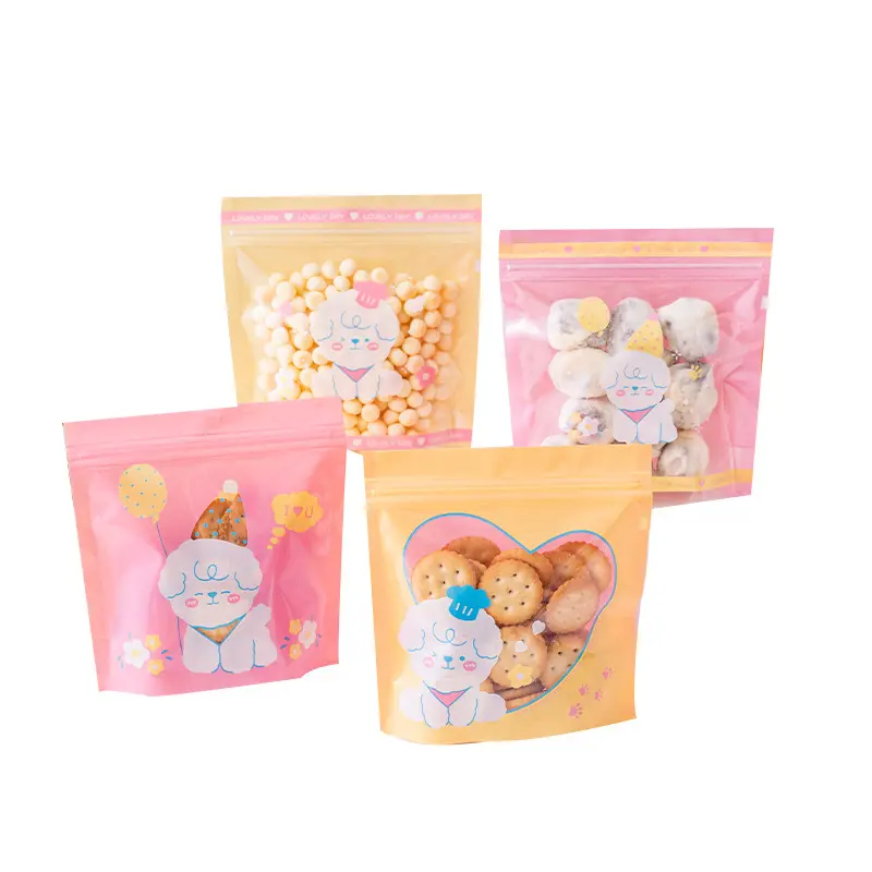 Custom Print Transparent Plastic Zip Lock Candy Biscuit Packaging Reclosable Pouches Storage Resealable Mylar Ziplock Bags