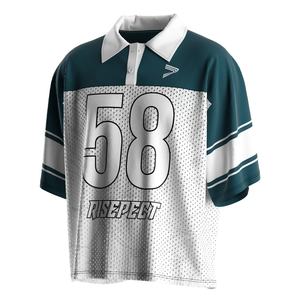 Camiseta de Fútbol Retro con Cuello Polo, Paneles de Malla Transpirable y Diseño Holgado para Aficionados al Fútbol Americano - Product Image 1