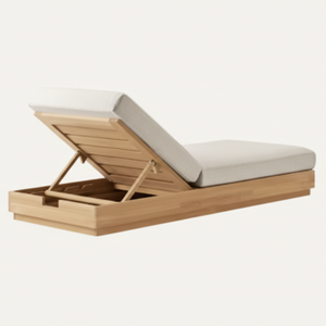 Chaise longue de luxe Luna en teck massif, design moderne et minimaliste, pliable, pour extérieur, piscine, jardin, hôtel, durable, design haut de gamme - Product Image 5