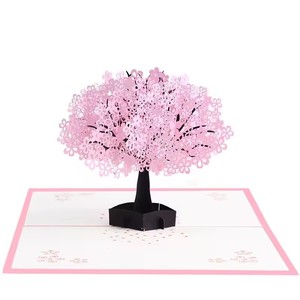 Cartes Pop-Up 3D Carte d'<span class=keywords><strong>anniversaire</strong></span> Saint Valentin Cadeaux d'<span class=keywords><strong>anniversaire</strong></span> Carte postale Invitations de mariage cerisier Cartes de vœux - Product Image 5