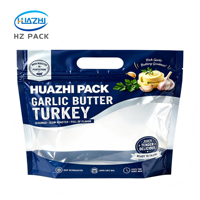 Vente en gros de sacs d'emballage en plastique de qualité alimentaire pour Thanksgiving Days Poulet rôti avec trou d'aération Pochette et poignée à fermeture éclair