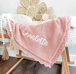 Vente en gros de couverture tricotée au crochet 100% coton doux <span class=keywords><strong>pour</strong></span> bébé en dentelle couverture en tricot <span class=keywords><strong>pour</strong></span> bébé de couleur personnalisée <span class=keywords><strong>pour</strong></span> la broderie - Product Image 6
