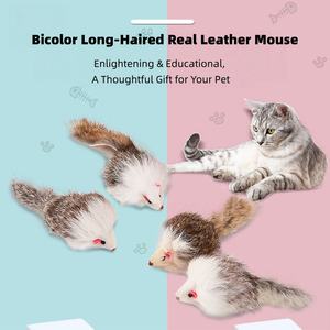 Giocattolo Interattivo Ecologico per Gatti con Piuma, Pelle di Coniglio 5cm per Stuzzicare e Insegnare a Catturare Topi, Gioco da Interno - Product Image 2