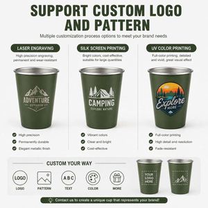 Taza Apilable de Acero Inoxidable de 350ml/500ml (12oz/17oz) para Promoción, con Logotipo Personalizado, de Pared Simple, para Camping, Venta al Por Mayor - Product Image 5