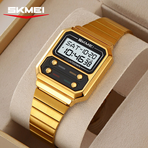 <span class=keywords><strong>Skmei</strong></span> 2448 Mode OEM Homme Montre Numérique Élégante Bande en Acier Inoxydable Étanchéité Multi Fonction EL LIGHTS Montre-Bracelet de <span class=keywords><strong>Sport</strong></span> - Product Image 2