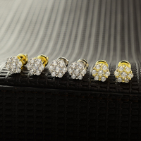 Anting Perak Cantik Modis Berlapis Emas dengan Zirkonia Kubik Bentuk Bunga untuk Pria Wanita Anak-anak