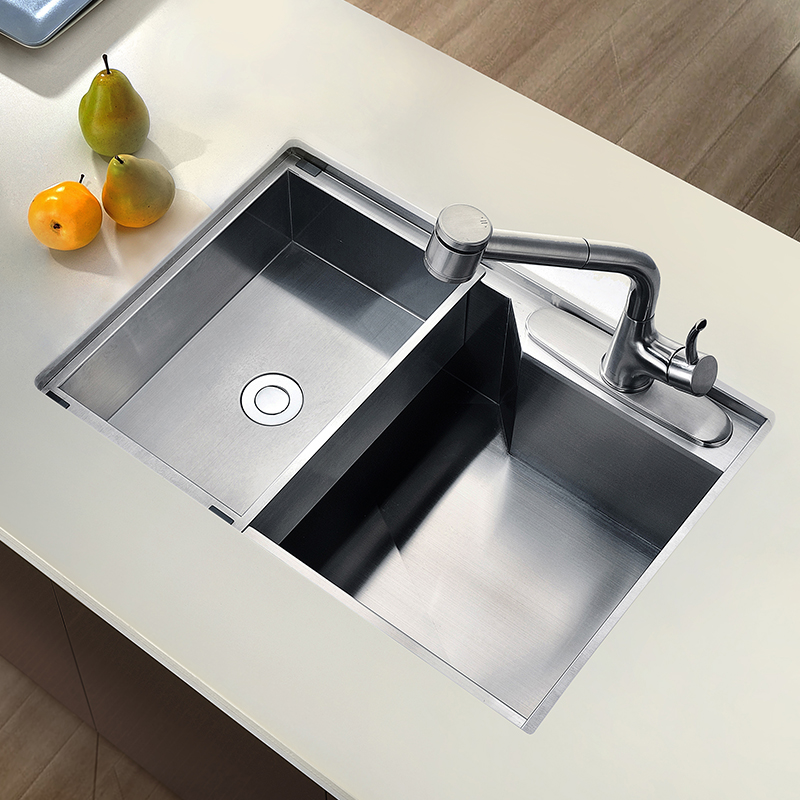 Cheap Price 18 Gauge Dual Mount Square Single Bowl Sink With Rear Corner Drain