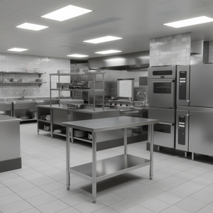 Table de travail pour cuisine commerciale 31,5x23,6x33,5 en acier inoxydable finition polie, pieds réglables, modulaire, auto-assemblable - Product Image 2