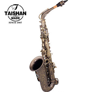 Saxophone alto en Mi bémol, style vintage, avec embouchure en PMMA, corps en laiton finition bronze antique, motif floral gravé en laiton - Product Image 2