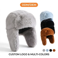 Gorro Ushanka de Piel Sintética de Conejo Engrosada, Gorro Térmico de Peluche Completo, Gorro de Trampero con Orejeras para Protección contra el Frío de Invierno, Gorro de Piloto de Piel Ártica