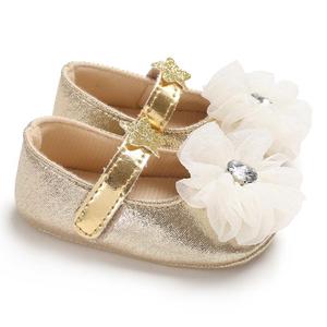 Chaussures <span class=keywords><strong>de</strong></span> princesse à fleurs pour bébés filles, baskets à semelle souple or scintillantes, avec grand nœud, pour premiers <span class=keywords><strong>pas</strong></span>, anniversaire, - Product Image 5