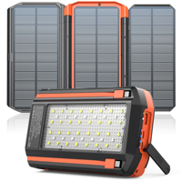 Banco de Energía Solar de 20,000 mAh con Panel Solar Plegable, Luz de Advertencia y Carga Rápida para Camping, Emergencias al Aire Libre y Senderismo 2026