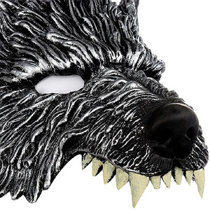 PU Wolf Mask <strong>Halloween</strong> Half Face <strong>Werewolf</strong> Mask Animal Masquerade Mask for Cosplay <strong>Costume</strong> - Product Image 3