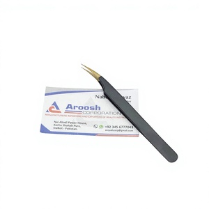 Professional Isolation Tweezers Gold Tip Black Color High Quality Stainless Steel Custom Logo for Eyelash Extension Sustainable - Product Image 1