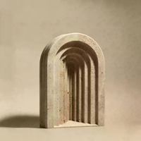 Serre-livres en marbre naturel poli, sculpté à la main, en forme d'arche superposée, pour la décoration de bureau à domicile