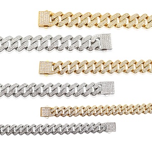 Moda uomo acciaio inossidabile Iced Out catena a maglia cubana Bling Punk <span class=keywords><strong>Hip</strong></span> <span class=keywords><strong>Hop</strong></span> <span class=keywords><strong>Rap</strong></span> 14k 18k placcato oro diamanti collana gioielli - Product Image 2