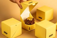 Boîte rectangulaire en matériau biodégradable avec impression couleur personnalisée, pour emballer des gaufres, des biscuits et des cupcakes