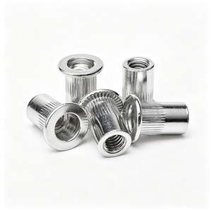 Écrou à sertir plat en acier inoxydable 304, design moleté vertical, haute performance, pour quincaillerie de meubles - Product Image 1