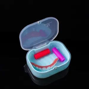 Plastic dental invisible denture storage box clear aligners orthodontic retainer case with silicone liner