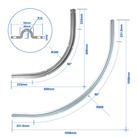 Rouleau courbé standard R800 R340 à gorge en U pour rail coulissant, roue métallique courbe avec pièces pour portail coulissant